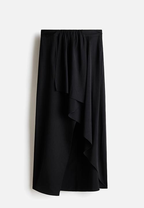 H&M - Draped-panel asymmetric skirt - black