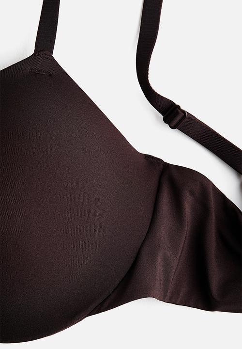 H&M - Seamless microfibre push-up bra with lycra? - dark brown