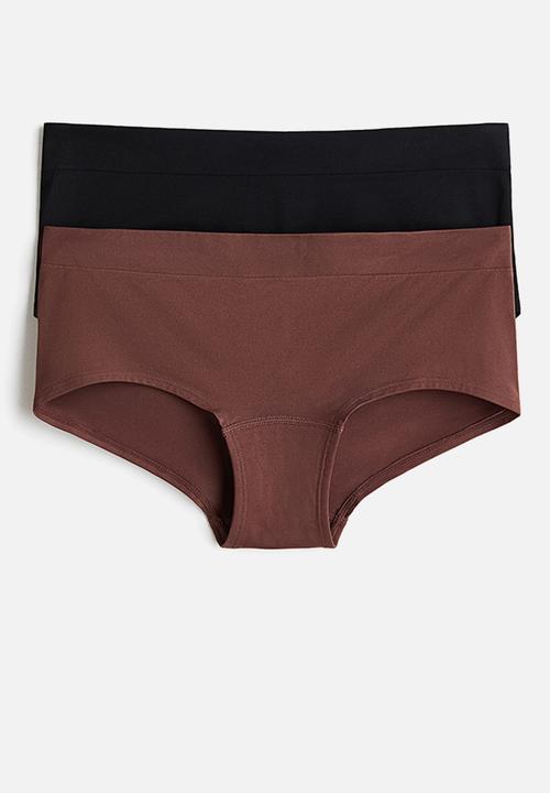 H&M - 2-pack microfibre hipster briefs - dark brown/black