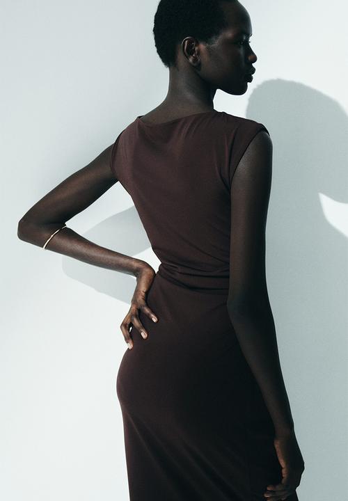 H&M - Cap-sleeved dress - dark brown