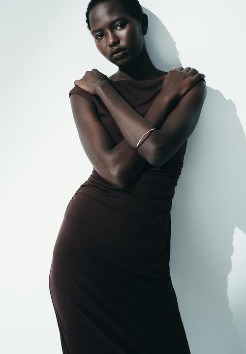 H&M - Cap-sleeved dress - dark brown