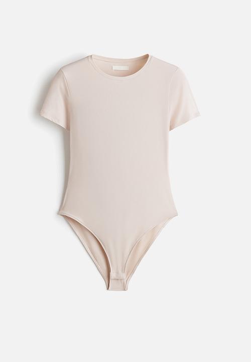 H&M - Short-sleeved microfibre body - light mole