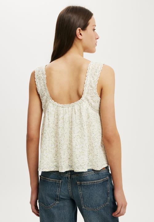 Cotton On - Sunspell Scoop Neck Tank - Miranda Sprig Floral/Gardenia