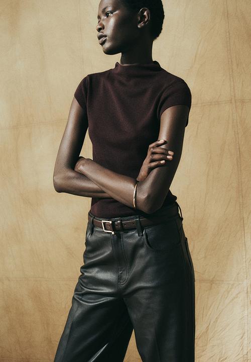 H&M - Fine-knit turtleneck top - dark brown