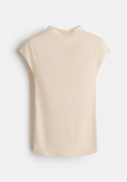 H&M - Fine-knit turtleneck top - light beige