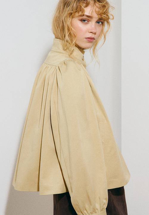 H&M - Puff-sleeved twill jacket - beige