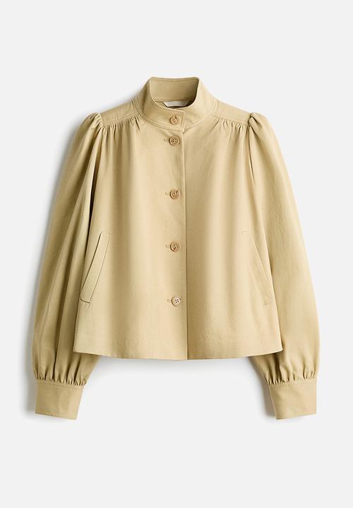 H&M - Puff-sleeved twill jacket - beige