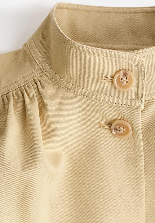 H&M - Puff-sleeved twill jacket - beige