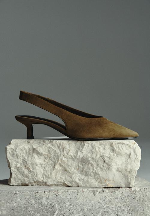 H&M - Kitten-heeled slingbacks - dark khaki green