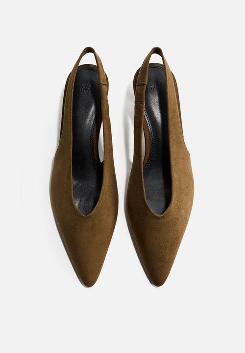 H&M - Kitten-heeled slingbacks - dark khaki green