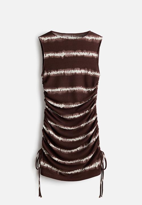 H&M - Drawstring-detail beach dress - dark brown/tie-dye