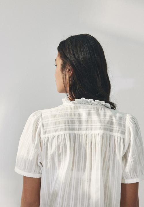 H&M - Frill-trimmed cotton blouse - white