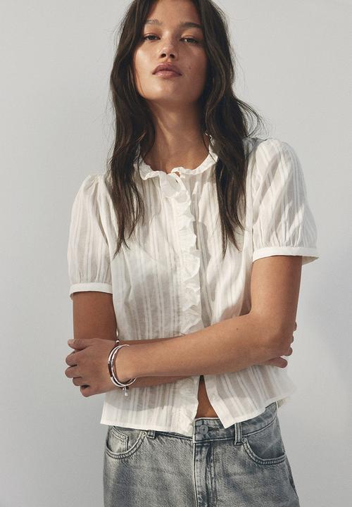H&M - Frill-trimmed cotton blouse - white