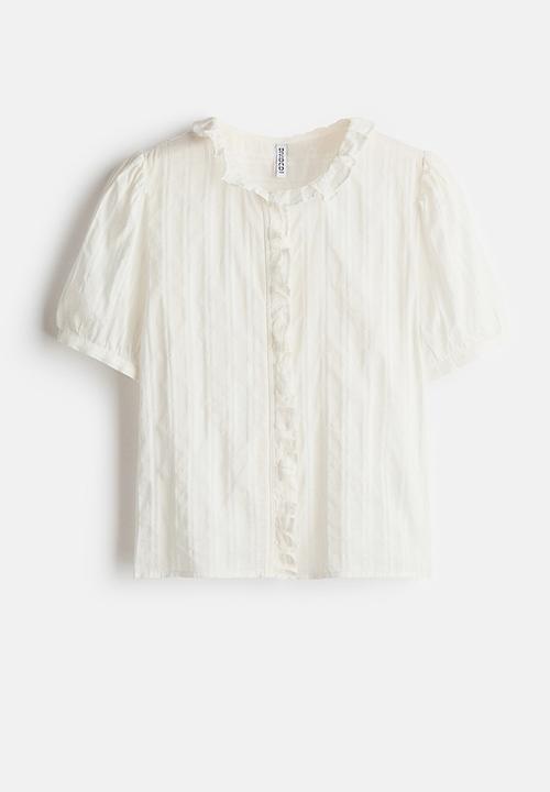 H&M - Frill-trimmed cotton blouse - white