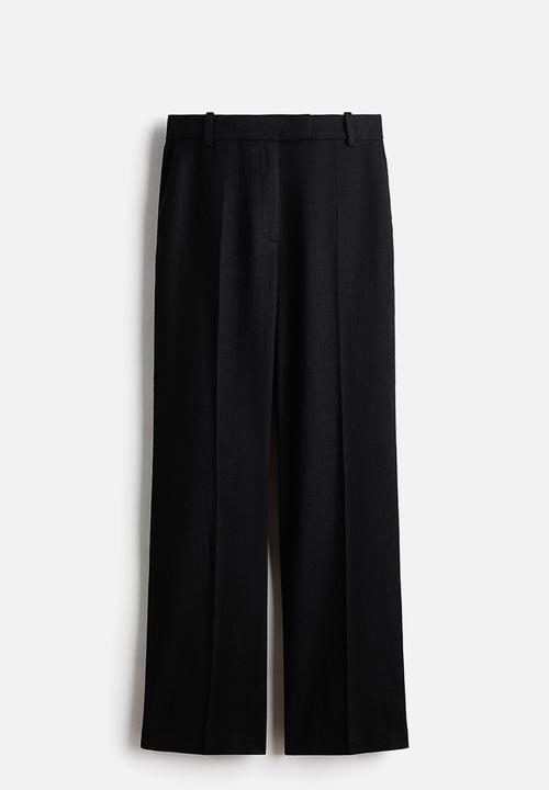 H&M - Linen-blend tailored trousers - black