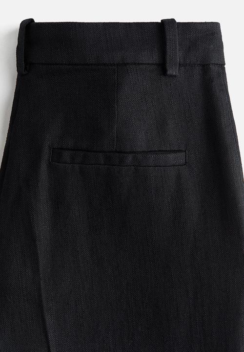 H&M - Linen-blend tailored trousers - black