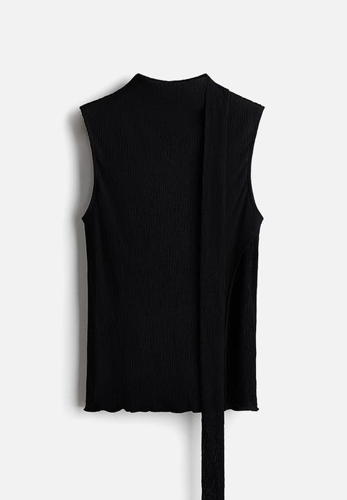 H&M - Scarf-detail top - black