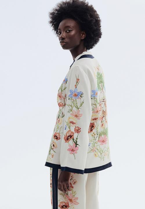 H&M - Printed lyocell resort shirt - cream/floral