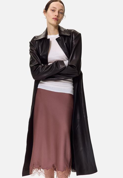H&M - Lace-trimmed slip skirt - dark dusty pink