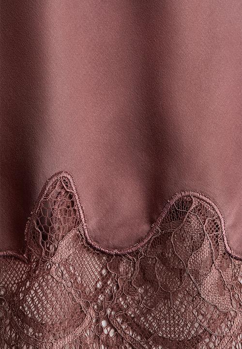 H&M - Lace-trimmed slip skirt - dark dusty pink