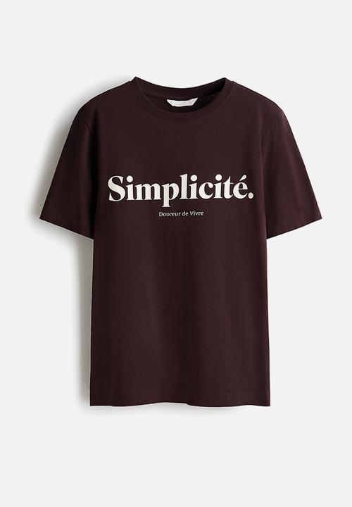 H&M - Printed t-shirt - dark brown/simplicit?