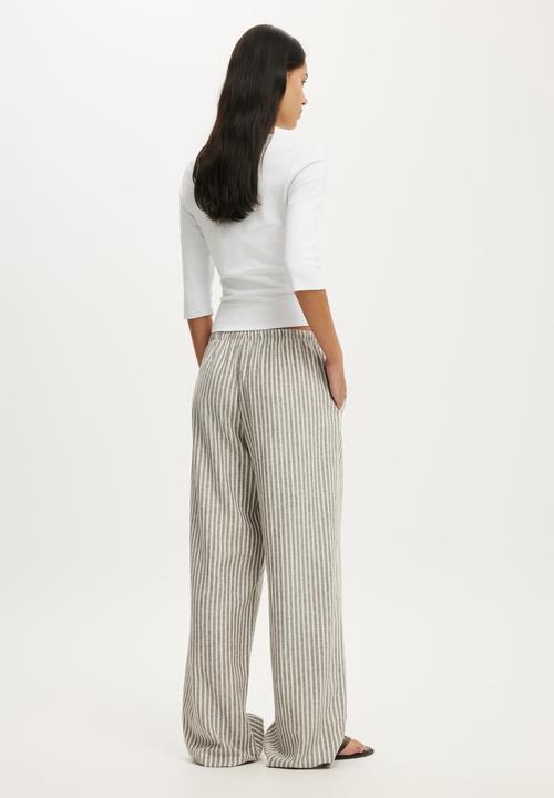 Cotton On - Haven Wide Leg Pant - Gemma Stripe Dark Oak