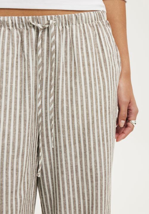 Cotton On - Haven Wide Leg Pant - Gemma Stripe Dark Oak
