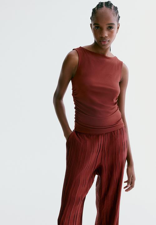H&M - Draped jersey top - rust red