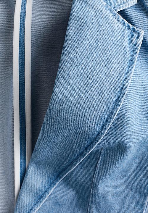 H&M - Gathered-sleeve denim blazer - denim blue