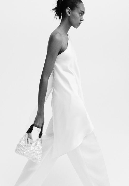 H&M - One-shoulder satin top - cream