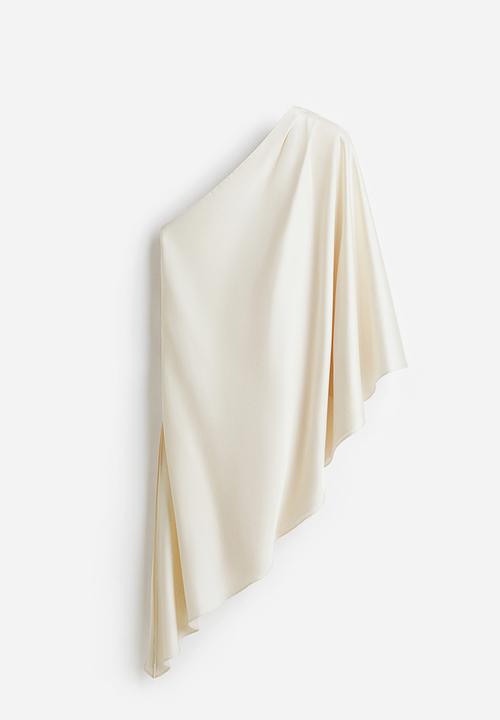 H&M - One-shoulder satin top - cream