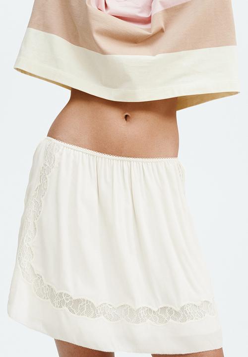 H&M - Lace-inset viscose mini skirt - cream