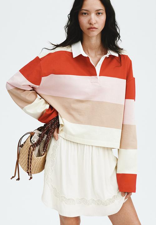 H&M - Lace-inset viscose mini skirt - cream