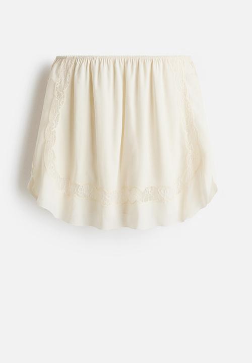 H&M - Lace-inset viscose mini skirt - cream