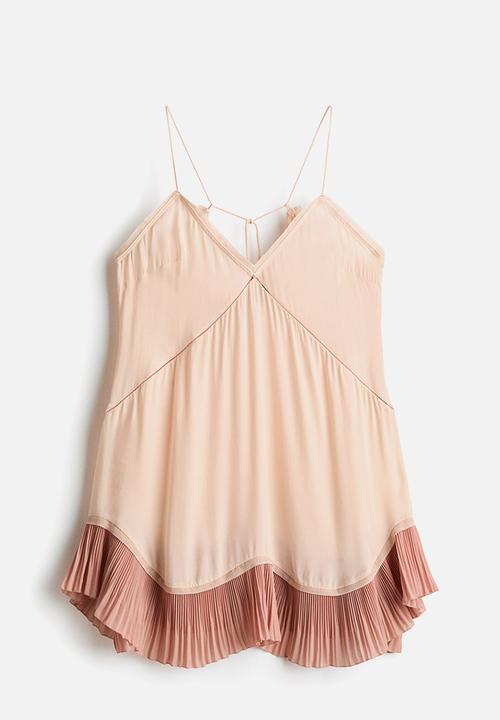 H&M - Lace-trimmed slip dress - powder pink