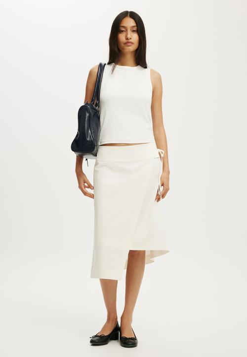 Cotton On - Utility Wrap Midi Skirt - Creme Fraiche