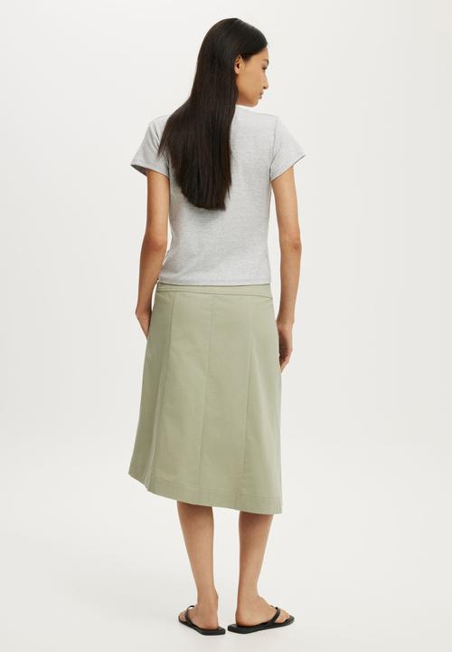 Cotton On - Utility Wrap Midi Skirt - Pale Eucalyptus