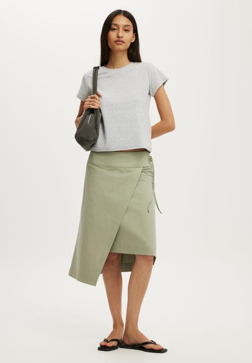 Cotton On - Utility Wrap Midi Skirt - Pale Eucalyptus