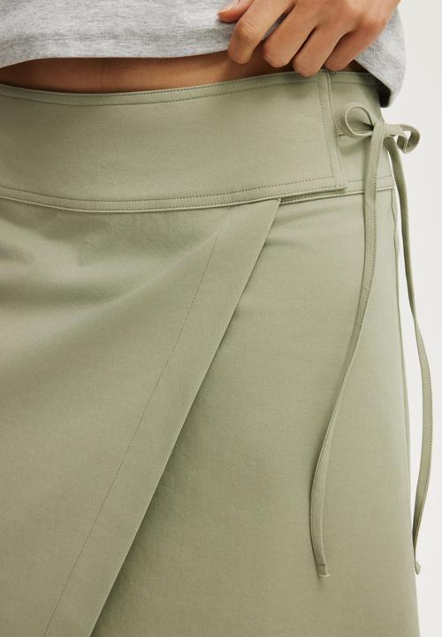 Cotton On - Utility Wrap Midi Skirt - Pale Eucalyptus