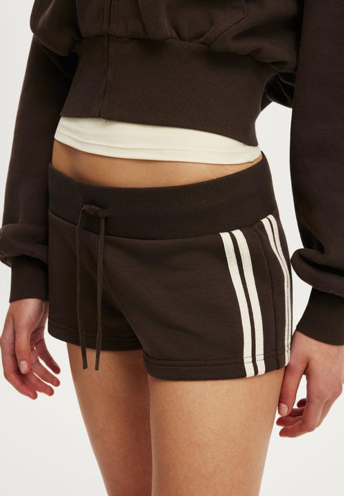 Cotton On - Micro Fleece Sweatshort - Dark Oak/Stripe