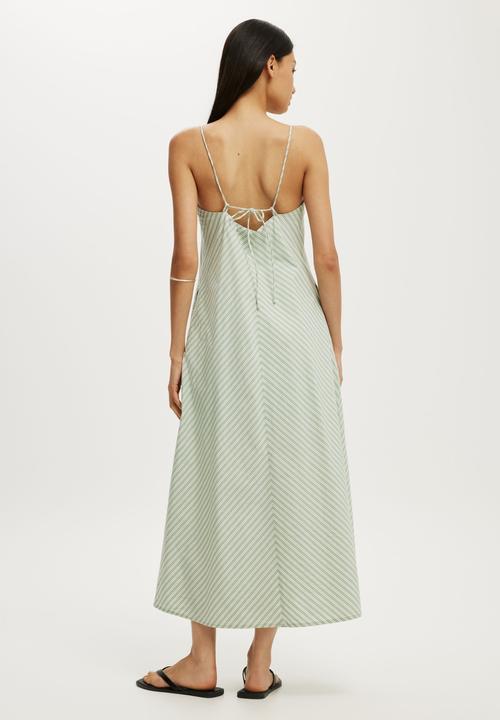 Cotton On - Harper Strappy Maxi Dress - Pistachio Crumble Stripe