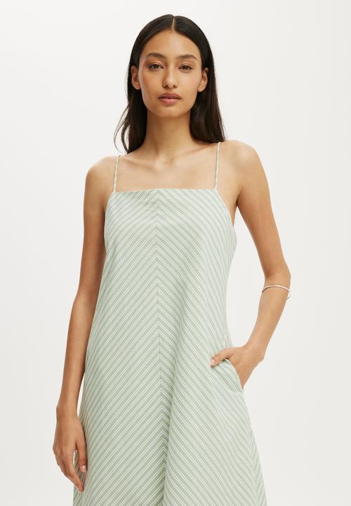 Cotton On - Harper Strappy Maxi Dress - Pistachio Crumble Stripe