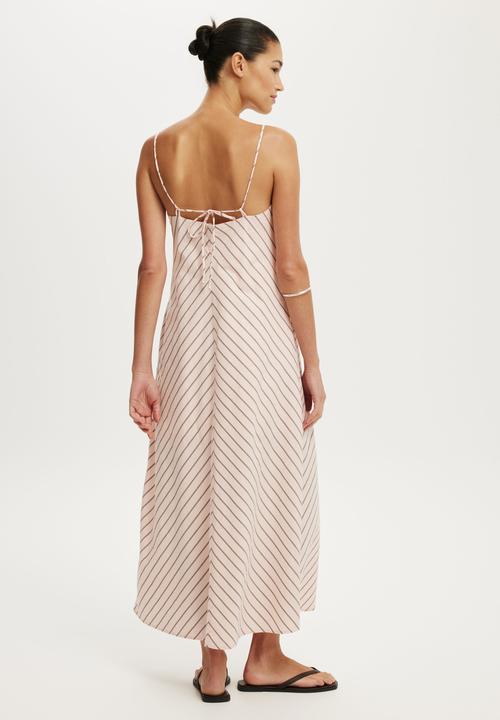 Cotton On - Harper Strappy Maxi Dress - Pink Mocha Stripe