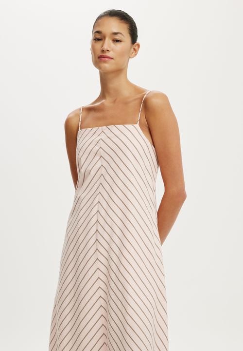 Cotton On - Harper Strappy Maxi Dress - Pink Mocha Stripe