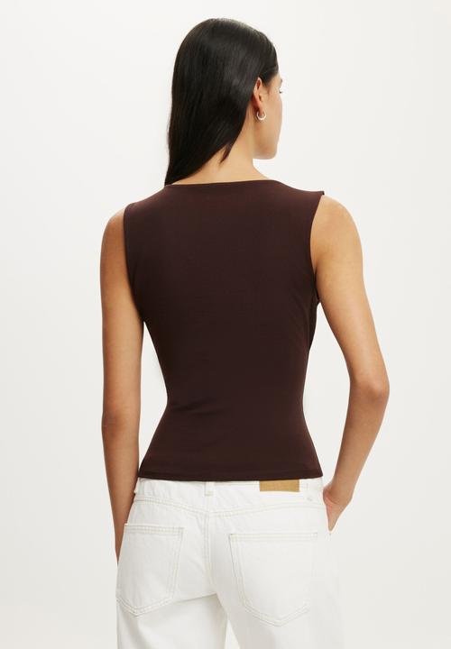 Cotton On - Maple V Neck Tank - Dark Oak