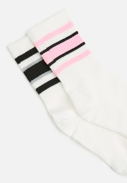 Tessa Design - 2Pk striped socks - pink/black