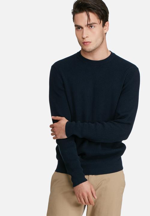 Tonic Textured Crew Knit Staples Navy Ben Sherman Knitwear Superbalist Com