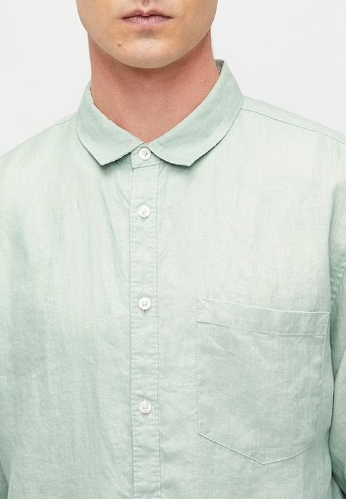 Cotton On - Relaxed Linen Long Sleeve Shirt - Faded Jade
