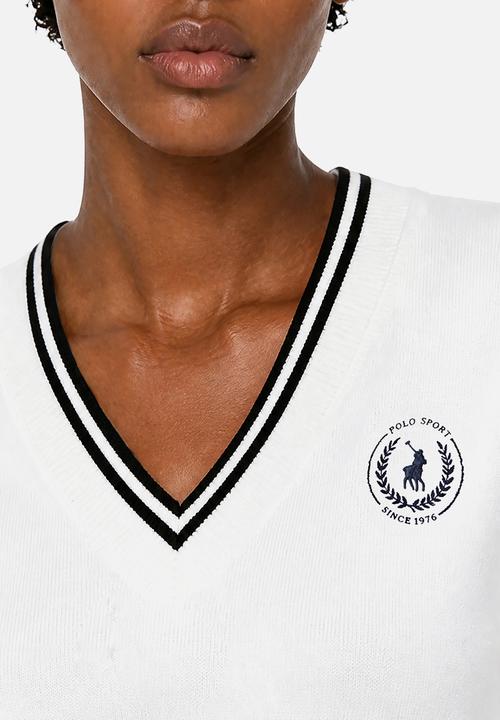 POLO - Wmn Farah  Sport V-Neck Track Top - White