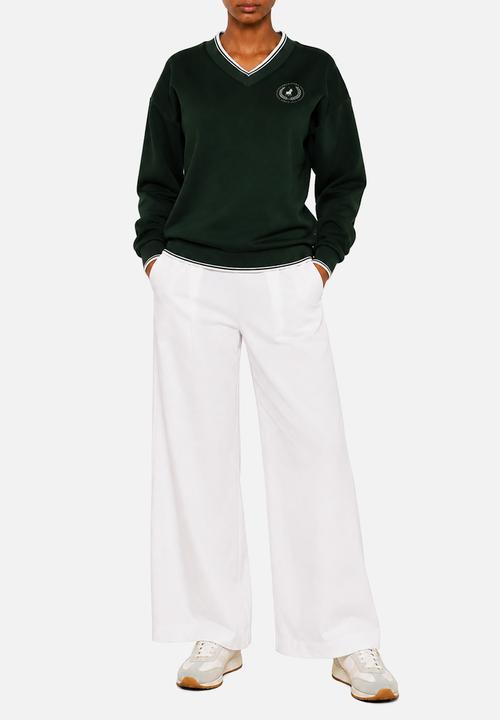 POLO - Wmn Farah  Sport V-Neck Track Top - Forest Green